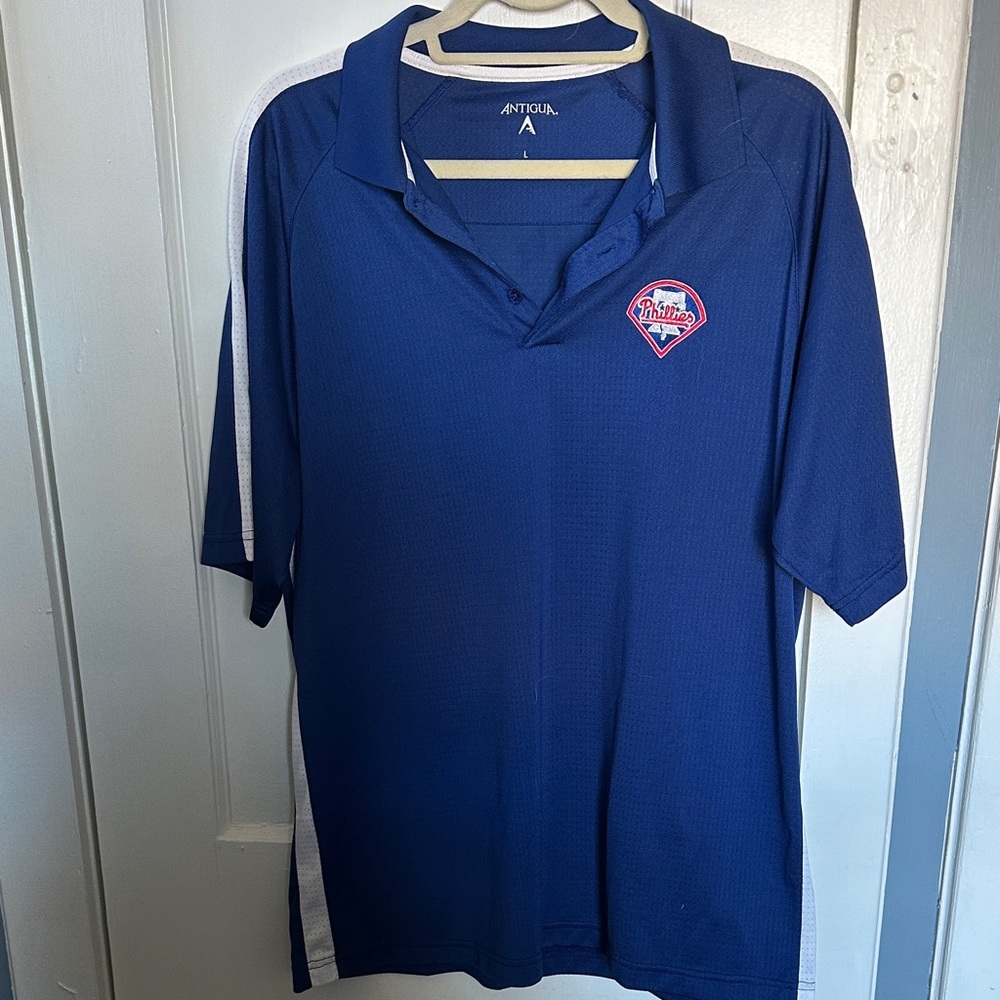 Antigua Men's Navy Polo  Shirt with Phillies Logo